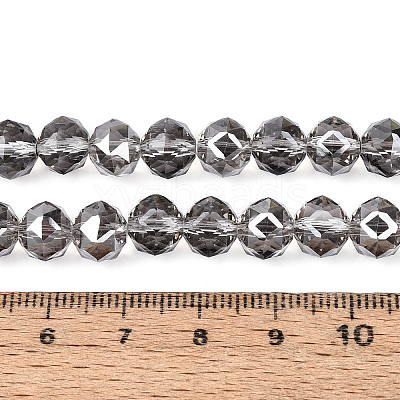 Electroplate Transparent Glass Round Beads Strands EGLA-T029-8mm-12T-03-1