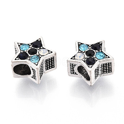 Alloy Rhinestone European Beads FIND-N009-17A-AS-1
