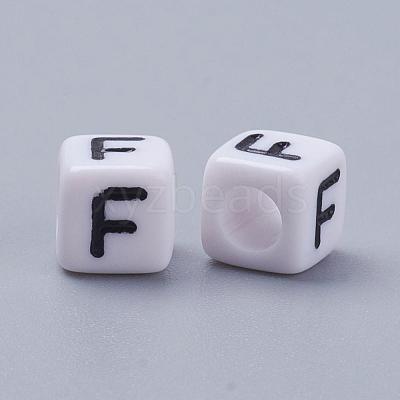 Letter F Acrylic Cube Beads X-PL37C9308-F-1