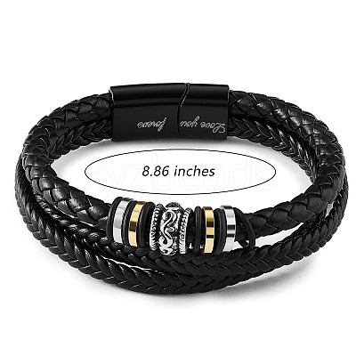 Word Love You Forever Braided Leather Triple Layer Multi-strand Bracelet JB750A-1