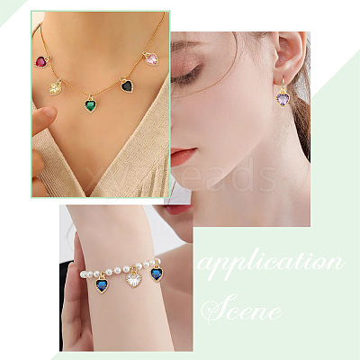 16Pcs 8 Colors Real 18K Gold Plated Brass Inlaid Cubic Zirconia Charms FIND-GA0002-34-1