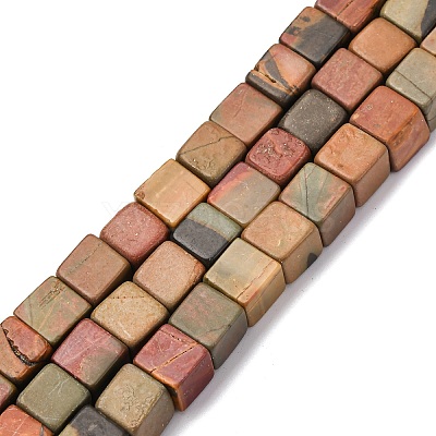 Natural Picasso Stone/Polychrome Jasper Beads Strands G-B155-C10-8x8mm-1
