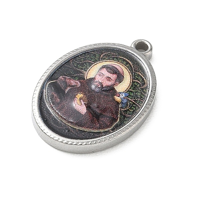 304 Stainless Steel Printed Religion Pendants STAS-G387-03P-08-1