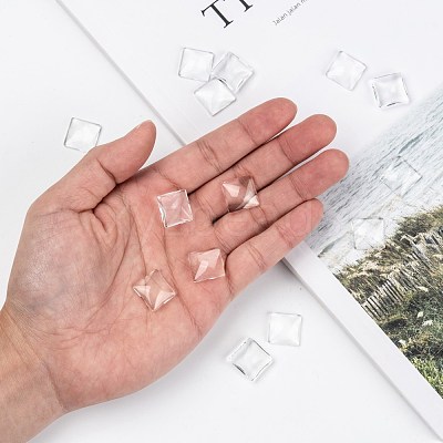 Transparent Glass Square Cabochons X-GGLA-S022-15mm-1