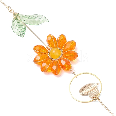 Alloy Enamel Bee & Glass Flower Crystal Suncatcher HJEW-TA00475-02-1