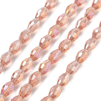 Transparent Electroplate Glass Beads Strands EGLA-A037-T6x8mm-B06-1