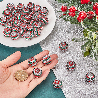 40Pcs Resin Rhinestone Round Beads RESI-SC0003-54-1