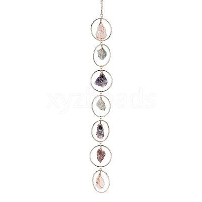 Nuggets Chakra Gemstone Chandelier Hanging Suncatcher AJEW-Q143-02-1