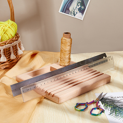 Beech Wood Sewing Embroidery Thread and Drawing Ruler Stand ODIS-WH0011-65-1