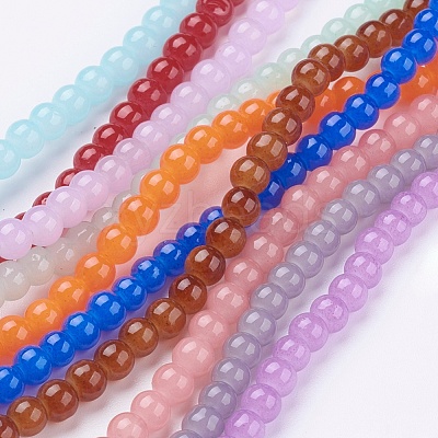 Imitation Jade Glass Beads Strands DGLA-S076-6mm-M-1