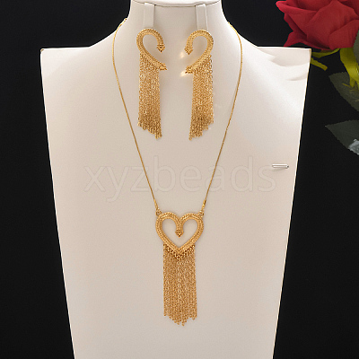Elegant Zinc Alloy Hollow Heart Tassel Jewelry Set for Women HX7925-1