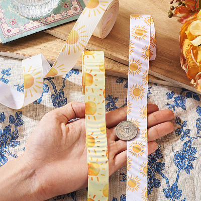 3Rolls 3 Colors Sun Pattern Polyester Ribbon OCOR-TA0003-30-1