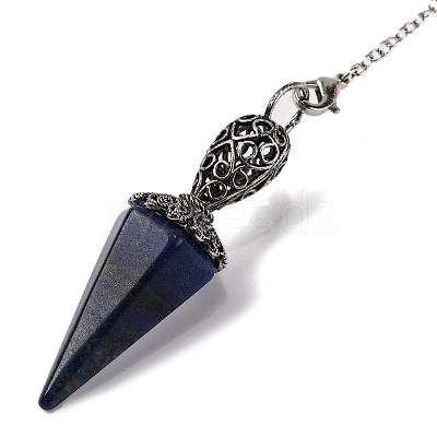 Natural Lapis Lazuli Pointed Hexagonal Cone Dowsing Pendulums G-Q184-03D-AS-1