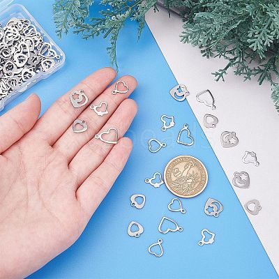 150Pcs 5 Style 304 Stainless Steel Open Pendants STAS-UN0030-54-1