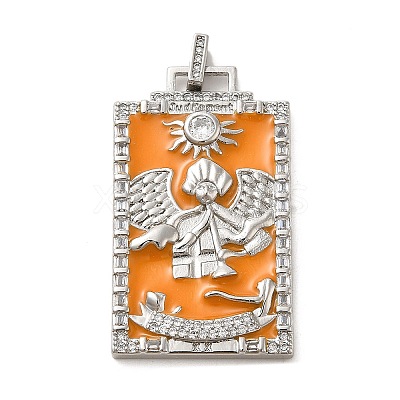 Brass Micro Pave Cubic Zirconia Pendants with Enamel KK-H458-01P-05-1