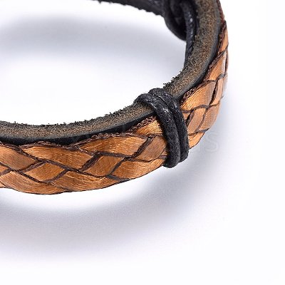 Braided Leather Cord Bracelets BJEW-F347-12-1