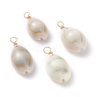 Natural Cowrie Shell Dyed Pendants PALLOY-JF01206-1