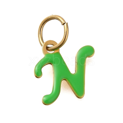 Ion Plating(IP) 304 Stainless Steel Enamel Alphabet Charms STAS-F308-02G-N-1