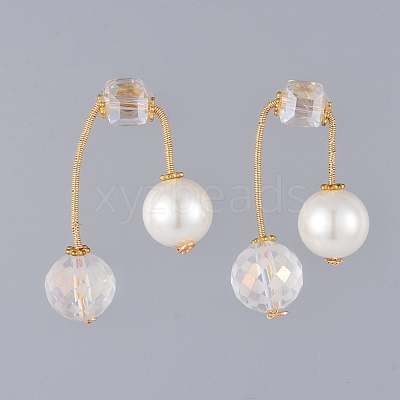 Pendant Necklaces and Ear Studs Jewelry Sets SJEW-JS01064-03-1