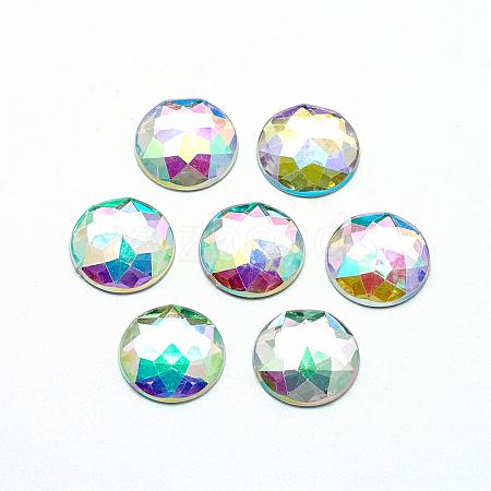 Acrylic Rhinestone Flat Back Cabochons GACR-Q008-18mm-16AB-1