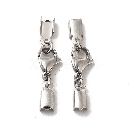 Tarnish Resistant 304 Stainless Steel Lobster Claw Clasps with Cord Ends STAS-H179-02P-1