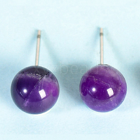 Natural Amethyst Studs Earrings PW-WG31515-02-1