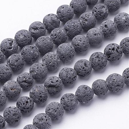 Unwaxed Natural Lava Rock Bead Strands G-F309-12mm-1