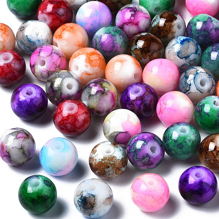 Baking Painted Opaque Solid Color Glass Beads DGLA-N033-07-1