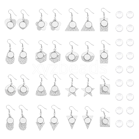 14 Pairs 14 Styles Glass Blank Dome Dangle Earrings EJEW-AB00021-1