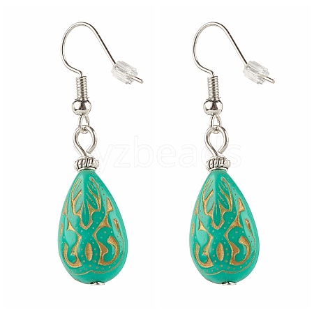 Teardrop Plating Acrylic Beads Dangle Earrings for Girl Women EJEW-JE04679-03-1