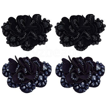 4Pcs 2 Colors Flower Velvet with Rhinestone Shoe Decorations DIY-FG0006-43-1