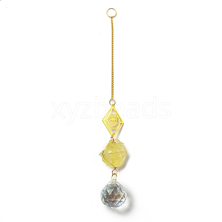 Wire Wrapped Nuggets Natural Citrine Pendant Decorations HJEW-C008-01D-G-1