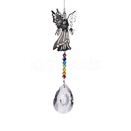 Chakra Theme Faceted Teardrop Glass Suncatchers PW-WGFB1DA-02-1