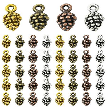 48Pcs 4 Colors Tibetan Style Alloy Pendants TIBEP-YW0001-80-1