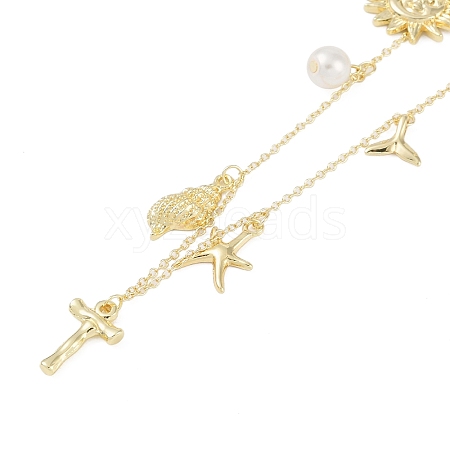Bohemian Summer Beach Style 18K Gold Plated Shell Shape Initial Pendant Necklaces IL8059-20-1