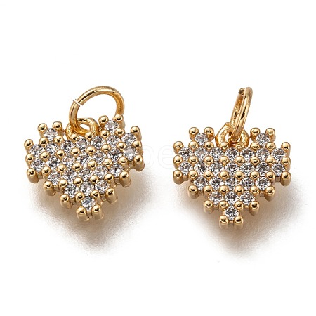 Brass Micro Pave Clear Cubic Zirconia Charms ZIRC-B002-61G-1