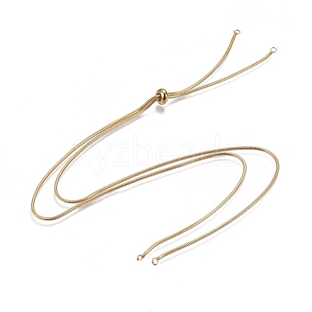 Adjustable 304 Stainless Steel Round Snake Chains Slider Necklaces Making NJEW-L156-004G-02-1