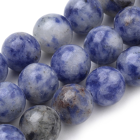 Natural Brazil Blue Spot Jasper Beads Strands G-S259-36-12mm-1