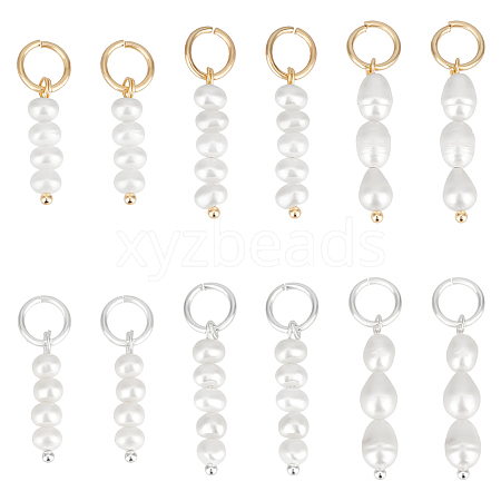 12Pcs 6 Styles Natural Cultured Freshwater Pearl Pendants PALLOY-PH01749-1