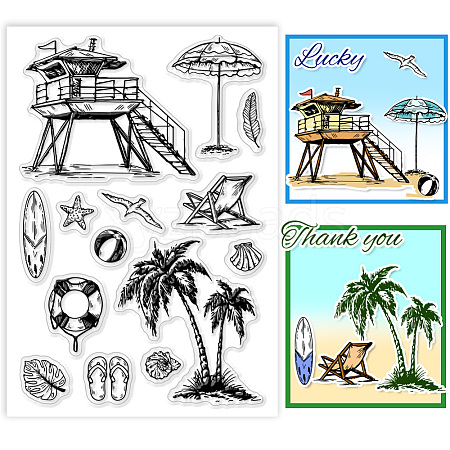 Custom Summer Theme PVC Plastic Clear Stamps DIY-WH0631-0056-1