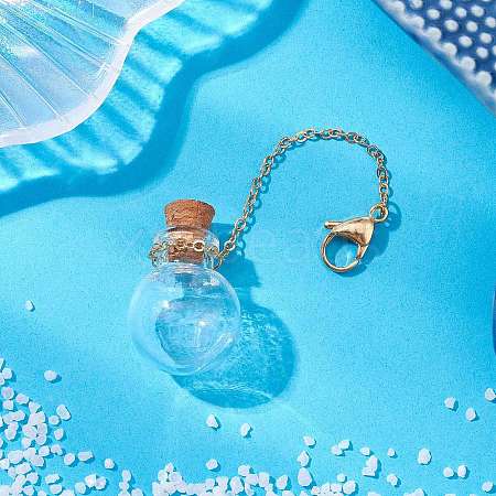 Empty Glass Wishing Bottle Pendant Decorations HJEW-JM02662-07-1