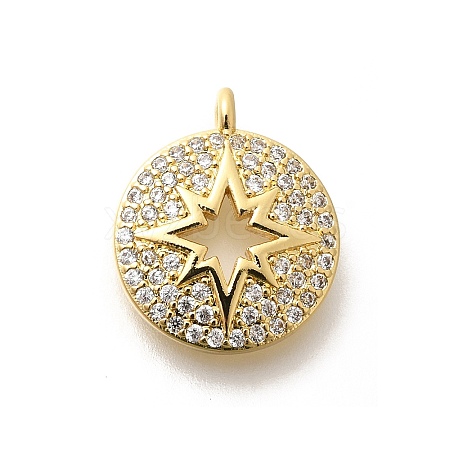 Brass Micro Pave Clear Cubic Zirconia Pendants KK-L225-020G-1