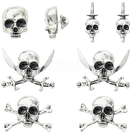 8Pcs 4 Styles Halloween Alloy Lapel Pin Backs for Backpack Clothes JEWB-CJ0003-46-1