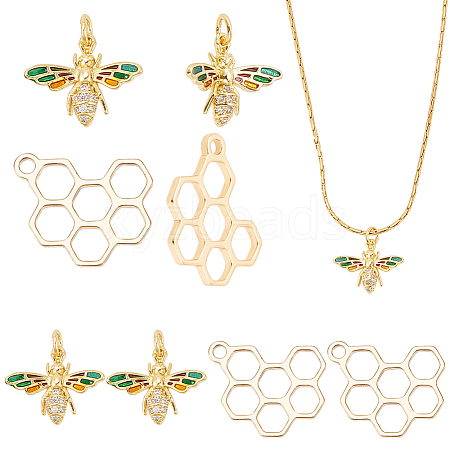 ARRICRAFT 8Pcs 2 Styles Brass Pendants & Brass Micro Pave Cubic Zirconia Pendants KK-AR0003-70-1