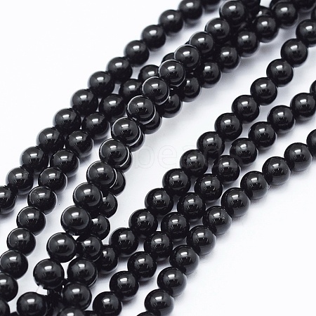 Natural Black Onyx Beads Strands G-E469-08-4mm-1