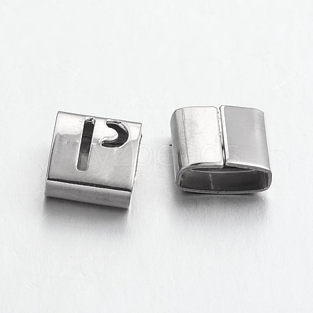 Tarnish Resistant Letter Style 201 Stainless Steel Square Slide Charms STAS-L132-24-1