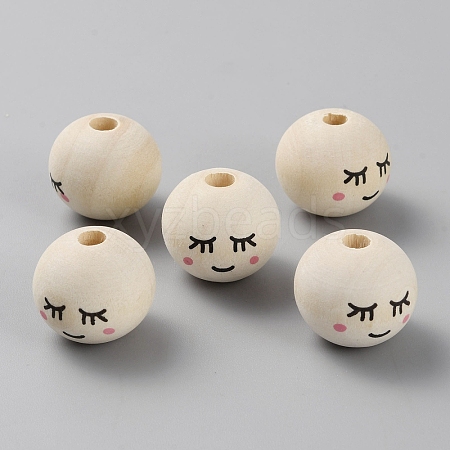 Schima Wood European Beads WOOD-WH0132-03A-1