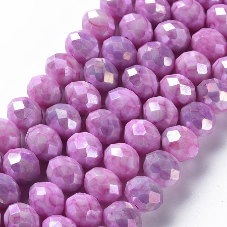 Opaque Baking Painted Glass Beads Strands EGLA-N006-006B-1