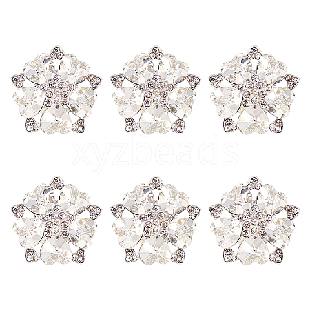 Fingerinspire 6Pcs Alloy Rhinestone Shank Buttons BUTT-FG0001-09A-1