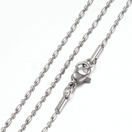 Non-Tarnish 304 Stainless Steel Oval & Disc Beaded Necklace with Lobster Claw Clasps for Men Women STAS-E443-72E-1
